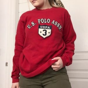 US POLO ASSN RED WAFFLE KNIT